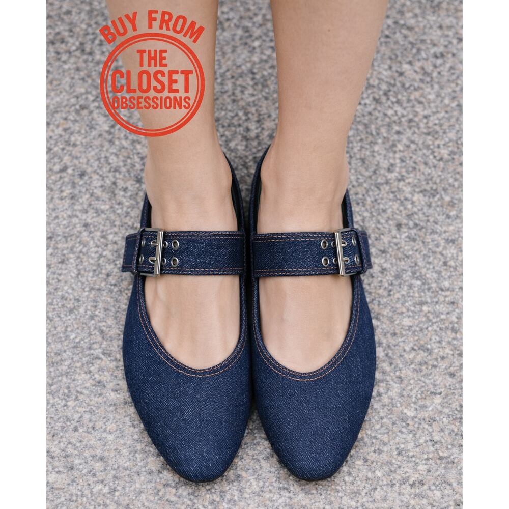 ZARA Denim Mary Jane Flats NWT | Blue Ballet Flats | Size 7.5